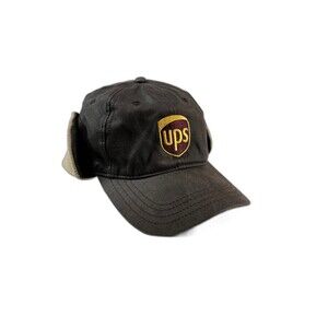 UPS driver employee winter hat with ear flaps trapper canvas cap large